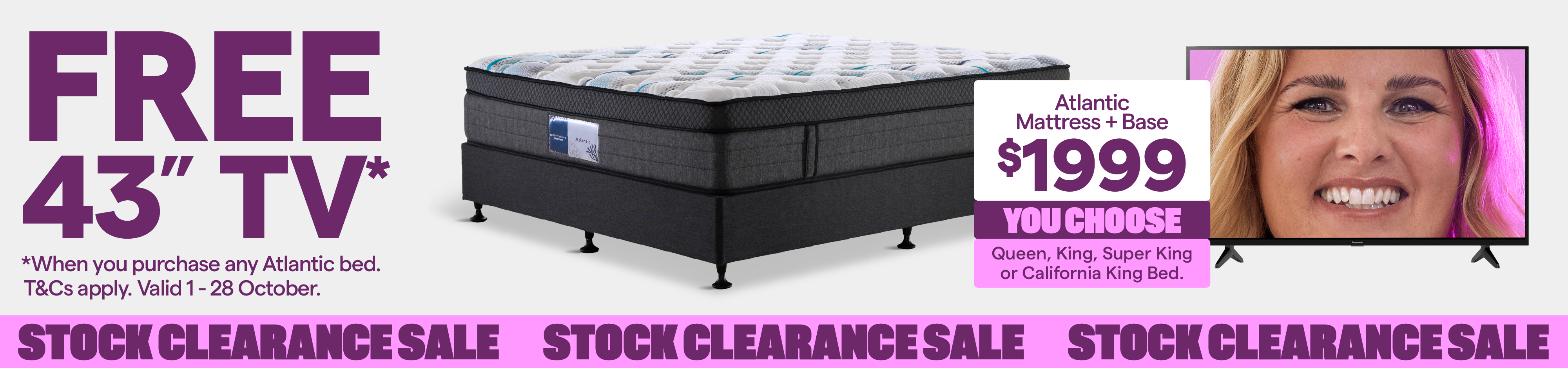 Advertisement banner for a Stock Clearance Sale. Valid 1 - 28 October. 