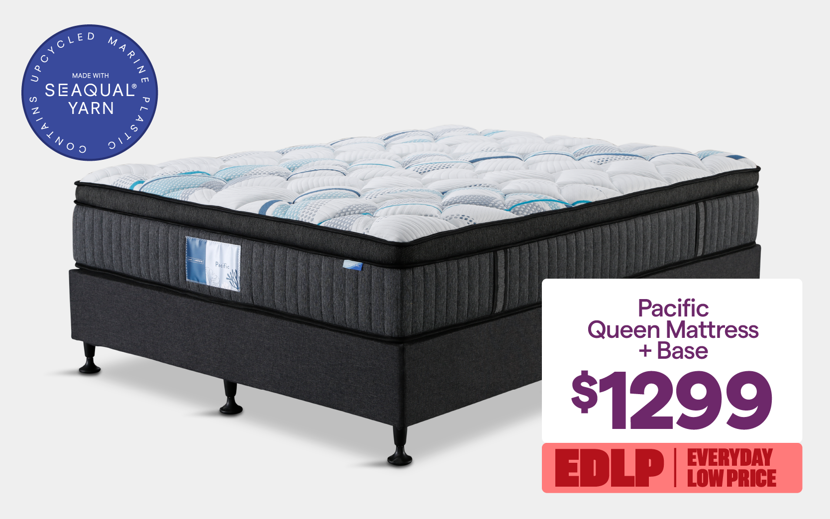 'Pacific queen mattress+base,' priced at $1299.