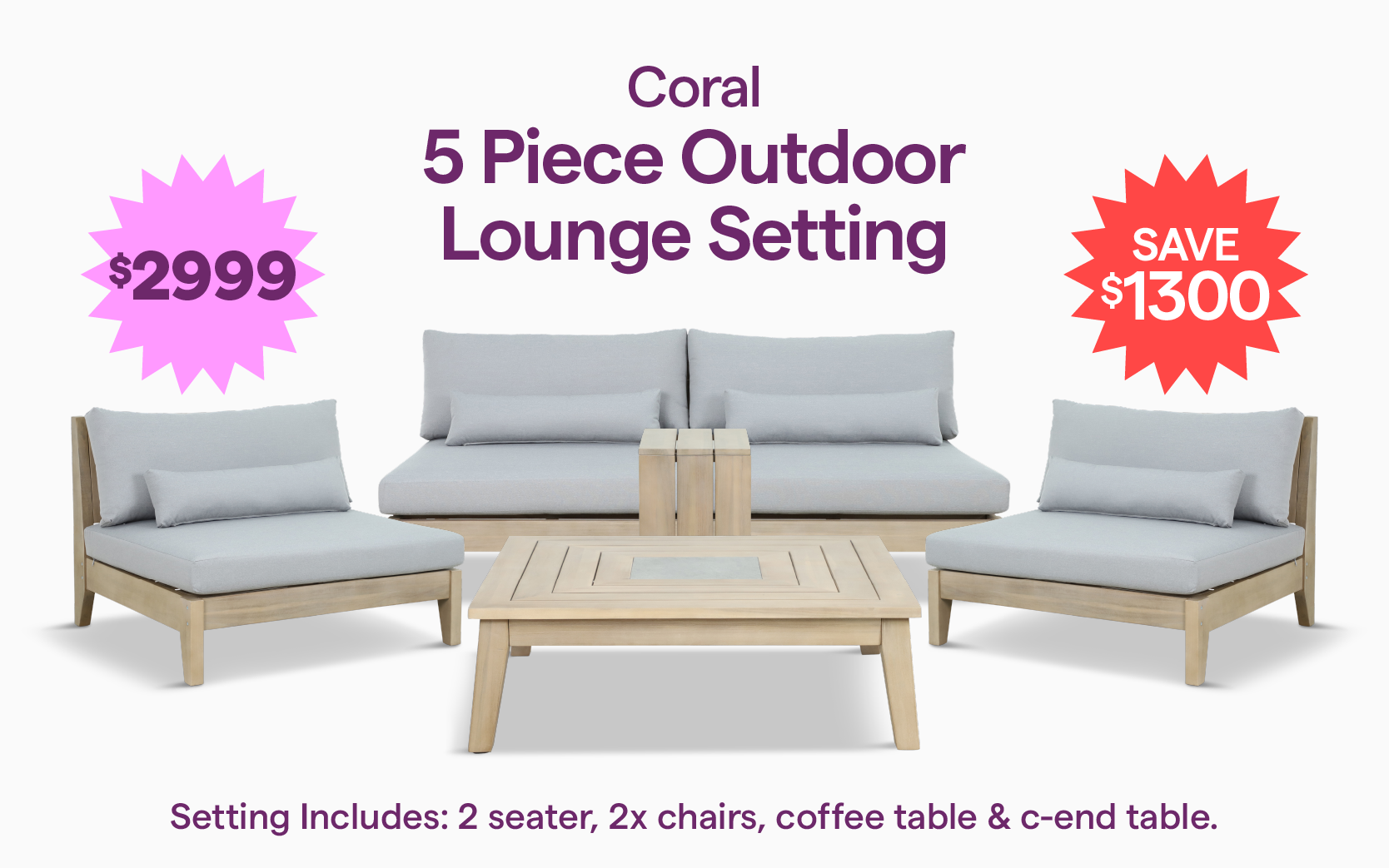 Coral Outdoor Lounge Setting