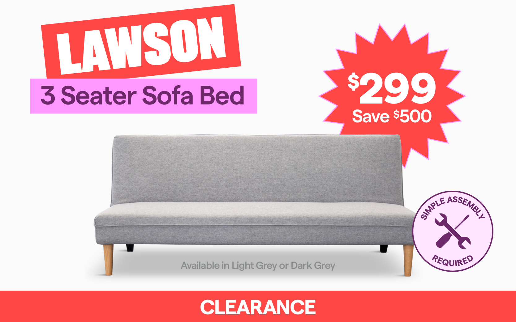 Student Deals. Lawson 3 Seater Sofa Bed.