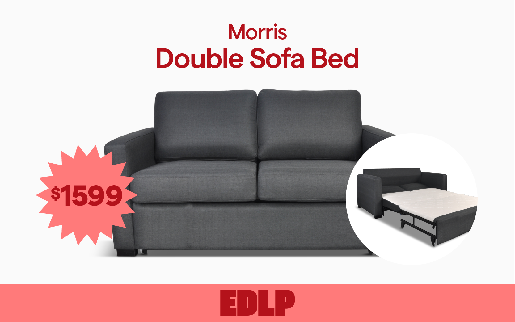 Morris double sofa bed for $1599.